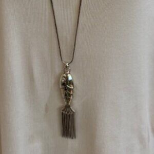 Brighton Silver Tone Long Fish Pendant Necklace
